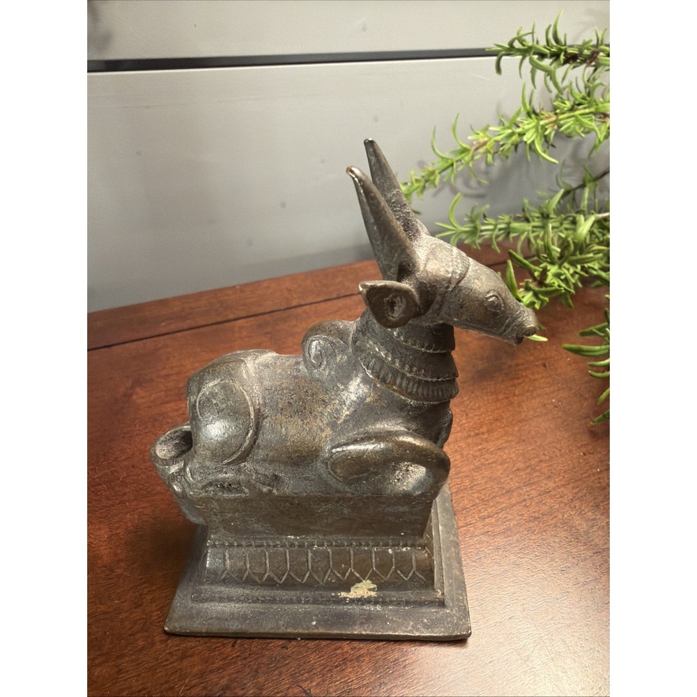 Hindu Cast Bronze Bull Vintage Nandi Authentic Sacred